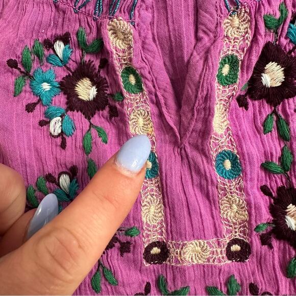 Old Navy Women’s Embroidered Boho Blouse Size XL X-Large Short Sleeve Shirt Plus - Picture 10 of 12